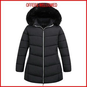 Plus Size Winter Down Puffer Jacket Windproof Waterproof Hooded Coat